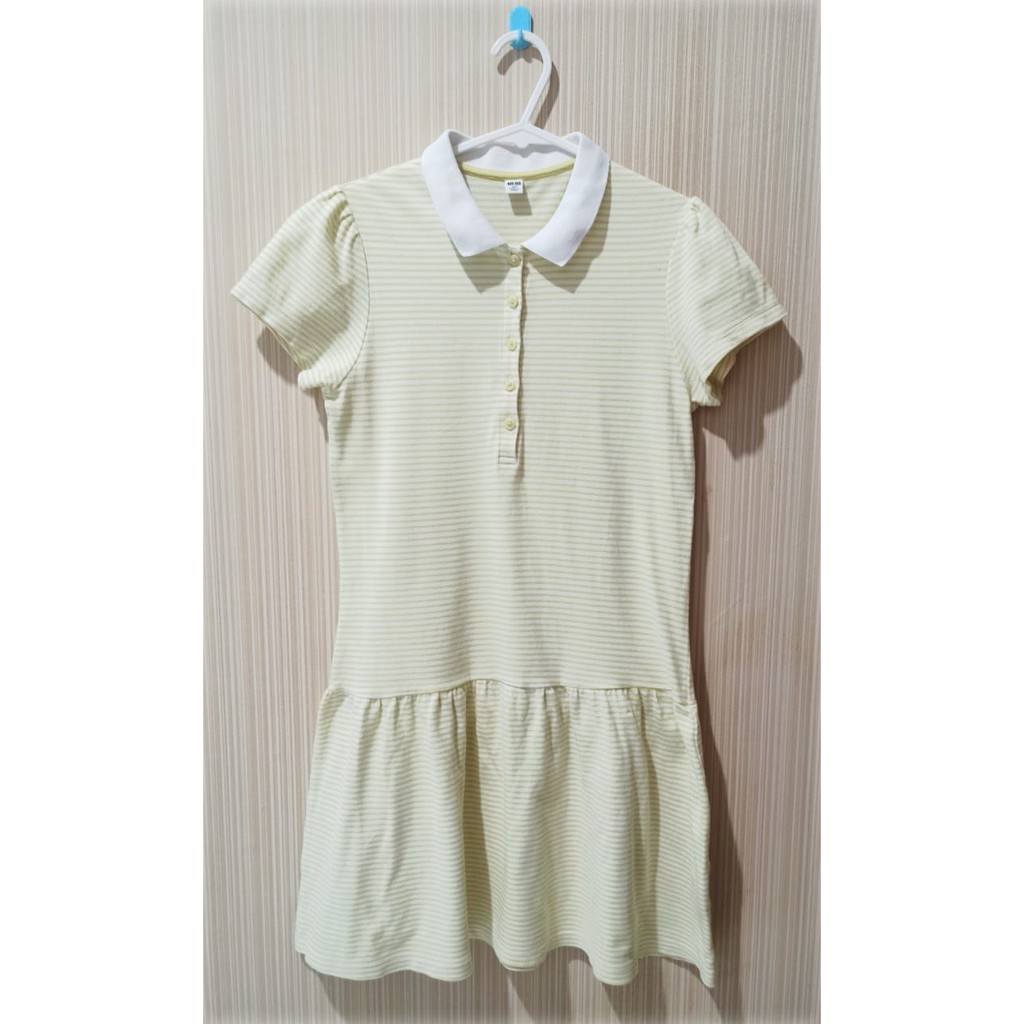 [SALE] Preloved Uniqlo Polo Dress Yellow White Stripe