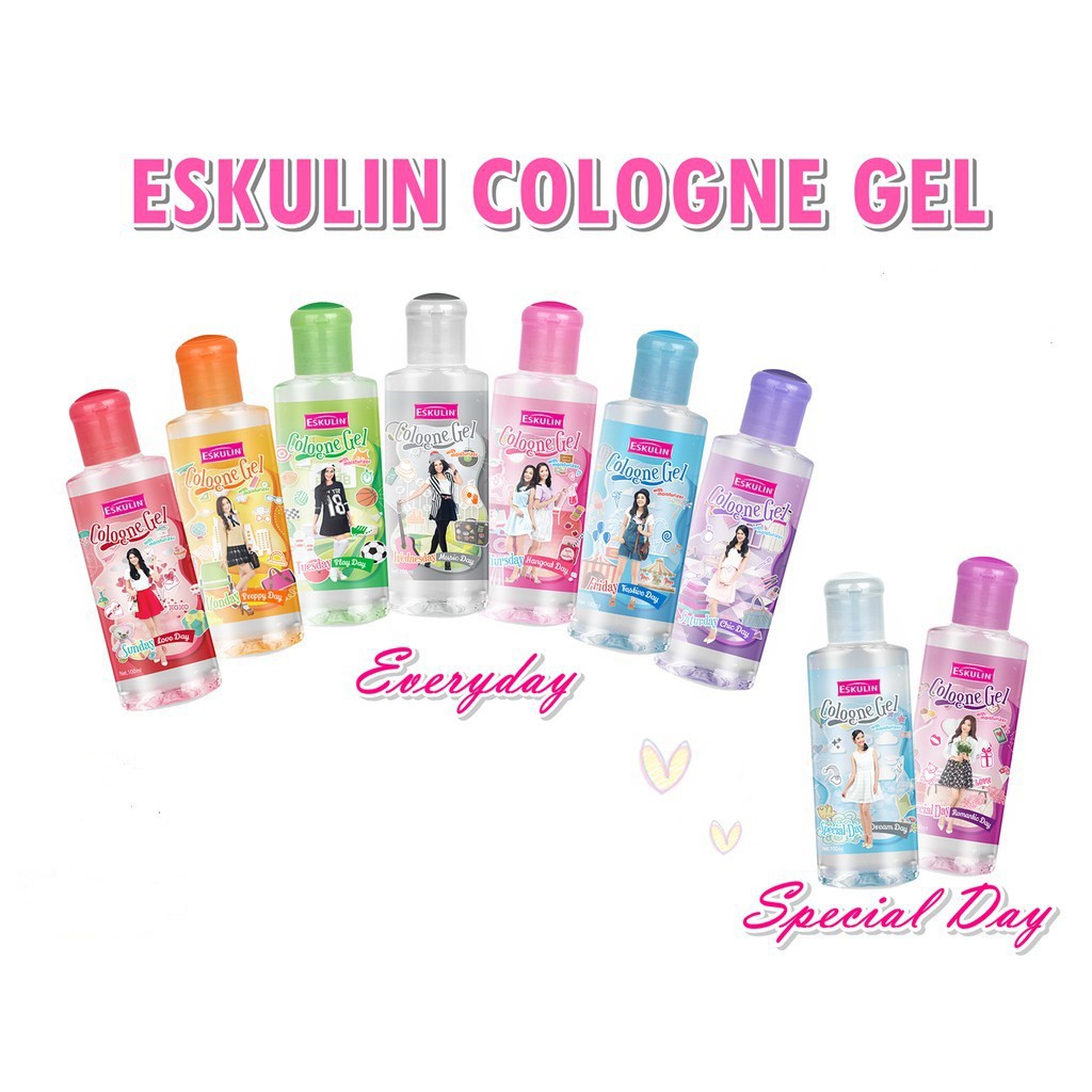 eskulin cologne gell 100ml pengharum pewangi penyegar pelembut kulit