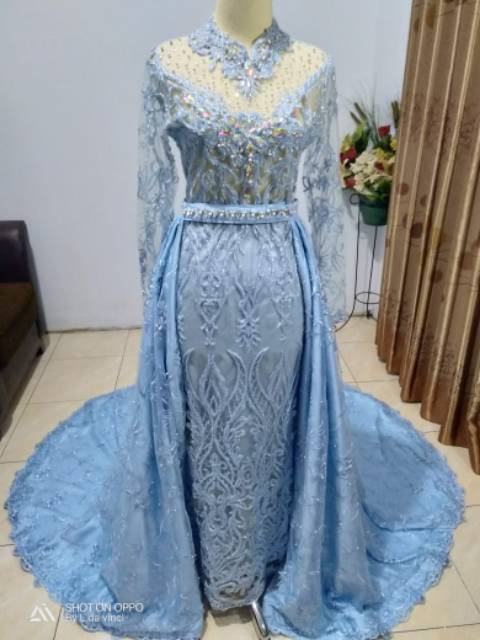 Gaun Pengantin Slim Wedding Slim Gown Warna Blue Ice Ready Shopee Indonesia