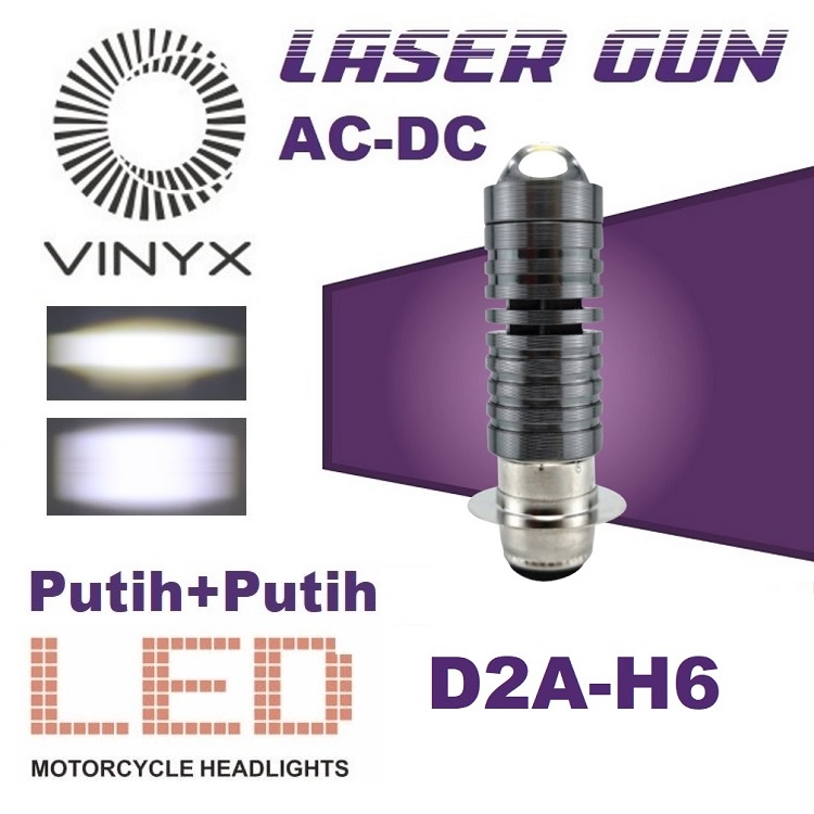 Lampu Utama LED LASER Motor AC DC Hi Lo 2 Warna H6 D2 D2A Bebek Matik Matic VINYX CSP