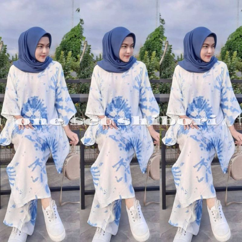 Setelan Wanita Kekinian Waka Jumbo One Set Rayon Shibori Baju Tidur Perempuan Dewasa Termurah