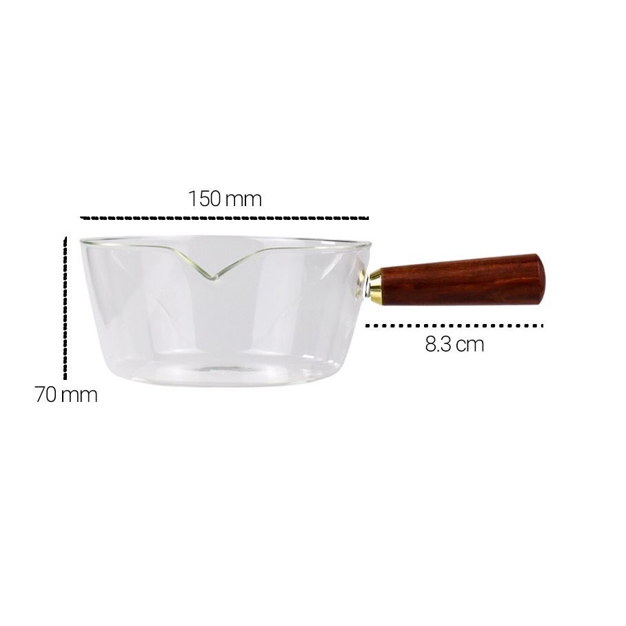 Panci Masak Kaca Glass Cooking Pot Wooden Handle 600ml - KC007