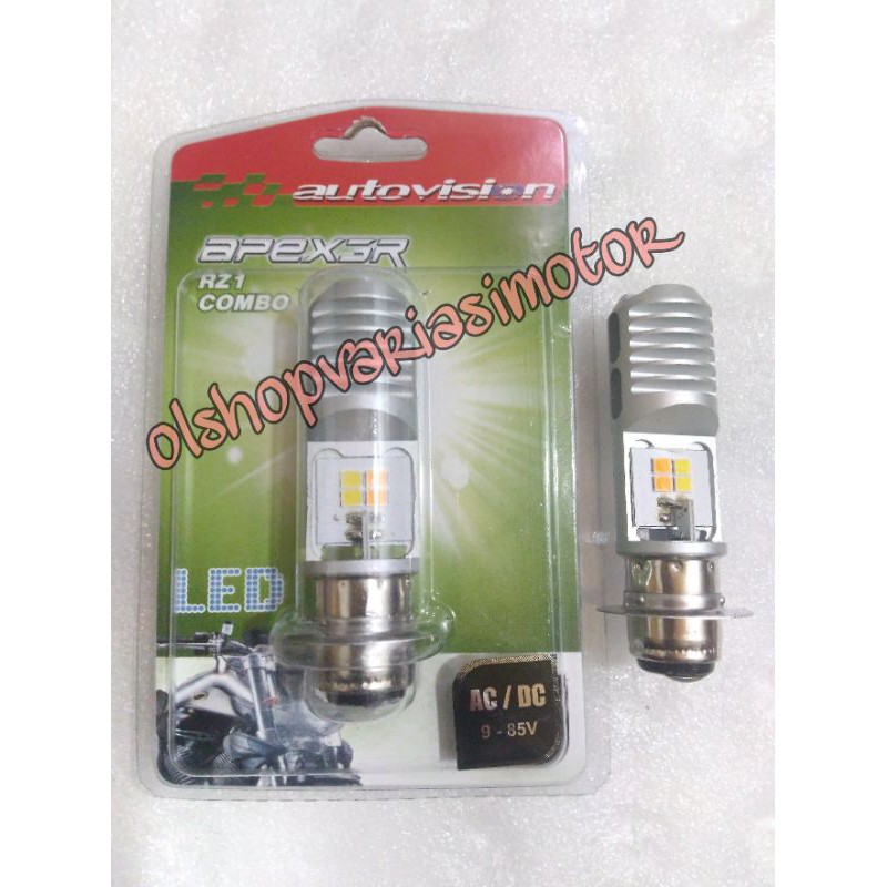 Lampu Motor LED H6  Autovision RZ1 Combo 2 Warna Premium Putih Kuning Beat Mio Vario Supra Zupiter-3