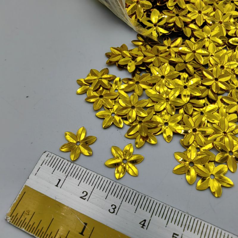 PAYET RAMBOCI 3D MOTIF BUNGA BINTANG WARNA GOLD EMAS KUALITAS BAGUS KILAU PER 10 GRAM