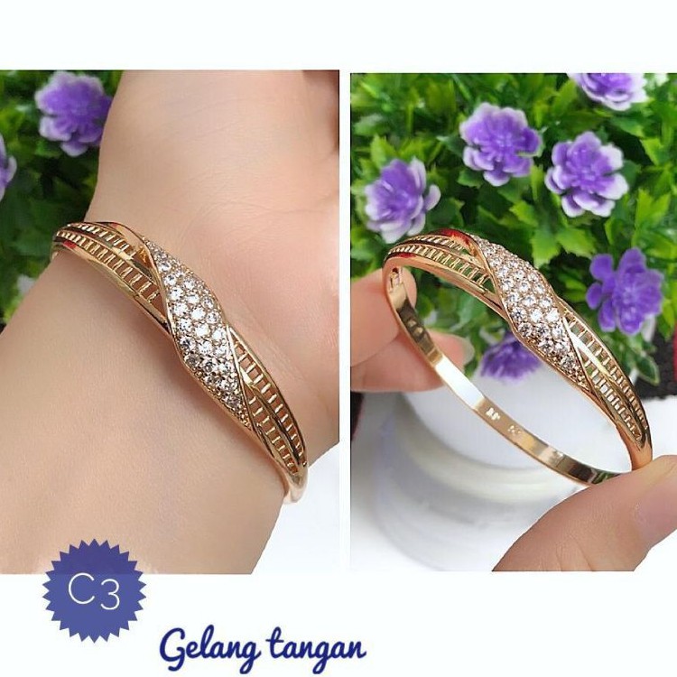 (SEP) TERMURAH Set Perhiasan Lapis Emas Xuping Gelang Ring Permata Gold Mewah Titanium Realpic Asli