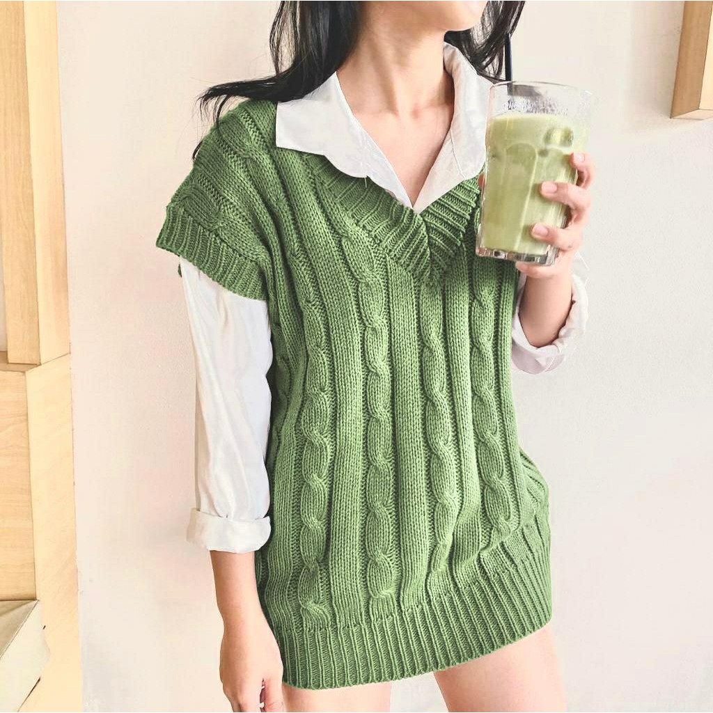 Top V Zalia Rajut Bahan rajut good quality (No Inner)