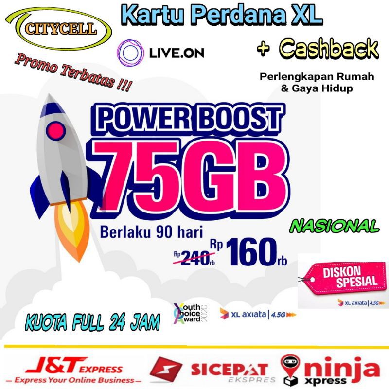 Perdana XL Live On 75 GB Full 24 Jam 90 Hari Nasional
