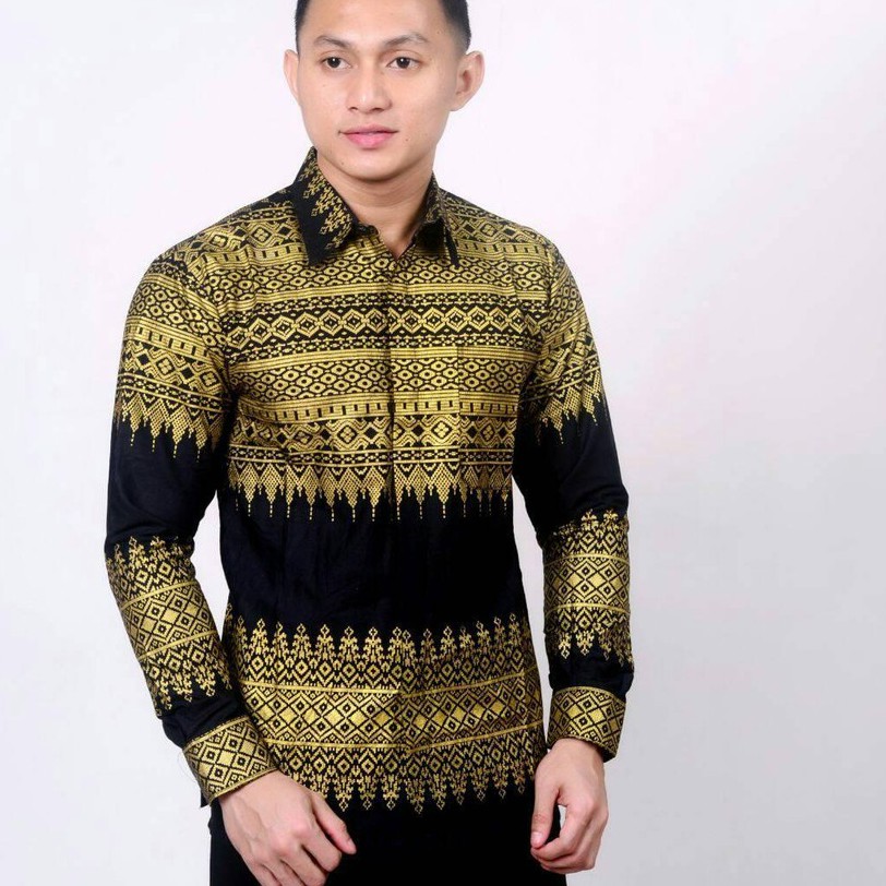 Baju Koko Muslim Batik Pria Murah BLACK GOLD SONGKET-2