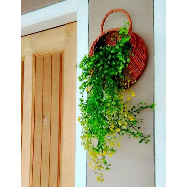 pot vas gantung rotan rady stok/ pot dinding rotan asli