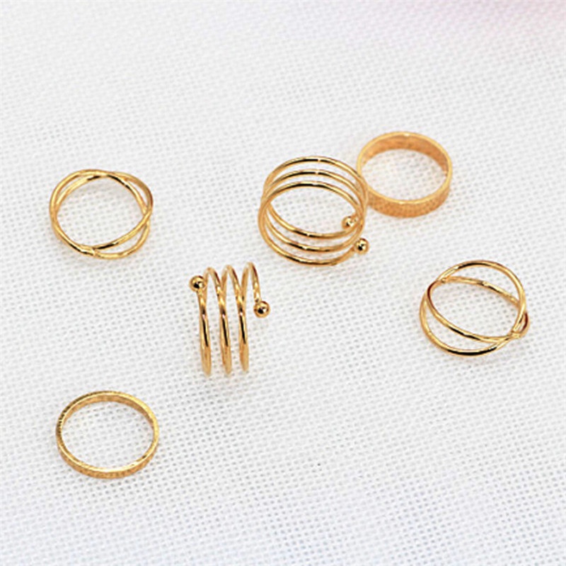 6pcs / Set Cincin Knuckle Bahan Alloy Gaya Punk Unik