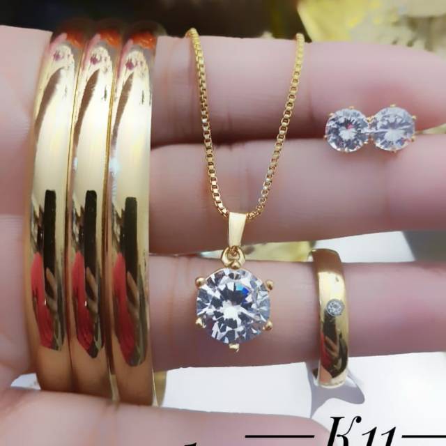 Titanium set perhiasan lapis emas 24k 2714