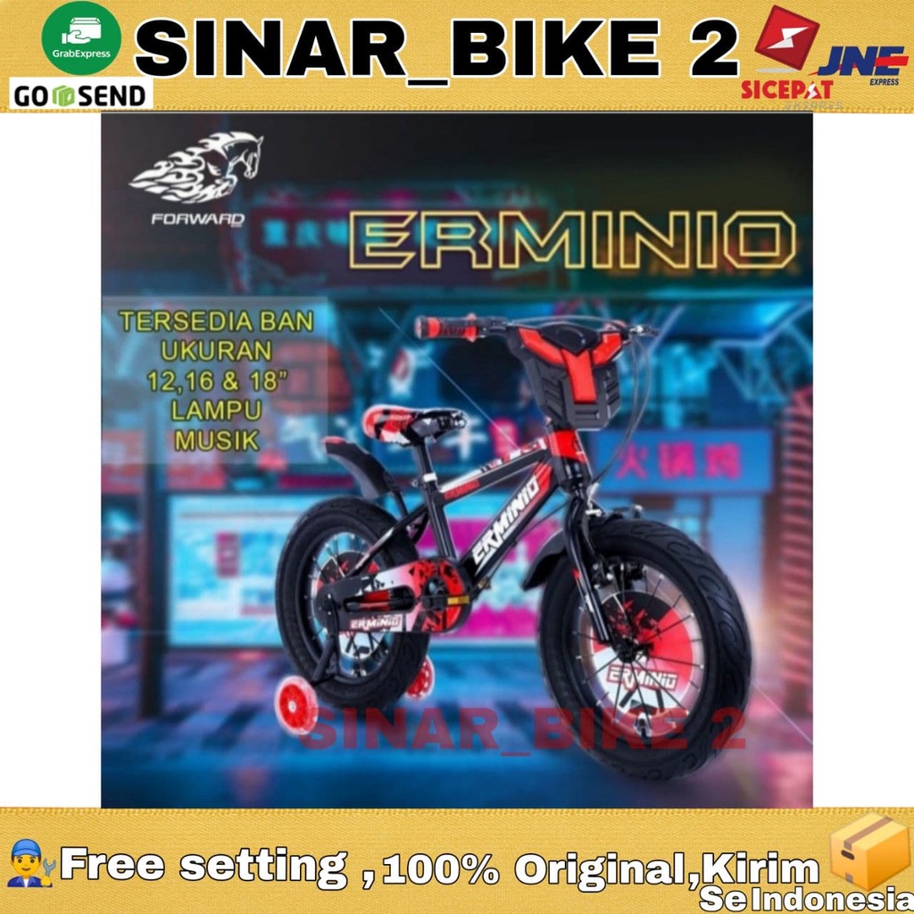 Sepeda Anak Laki Bmx Erminio 12,16,18 Inch Ban Jumbo Usia 2-8 Tahun-Merah,16 Inch