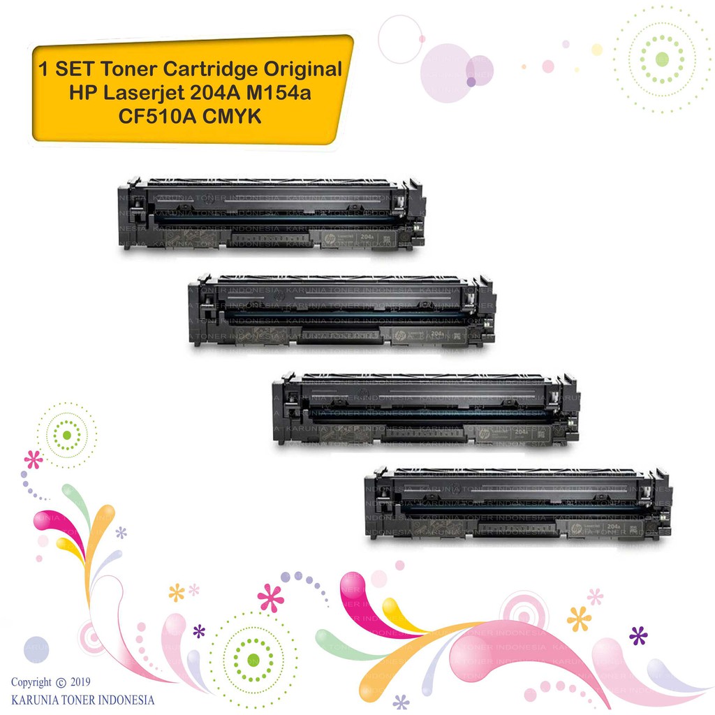 Toner Cartridge Original Printer HP LaserJet Color 204A CMYK M154a Tanpa Dus