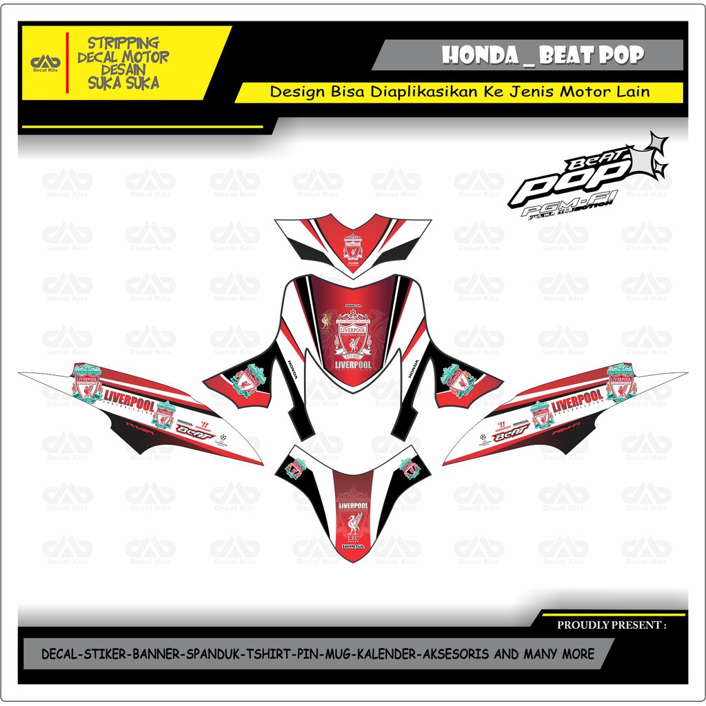 Sticker Decal Motor Full Body Stiker Honda Beat Pop Liverpool