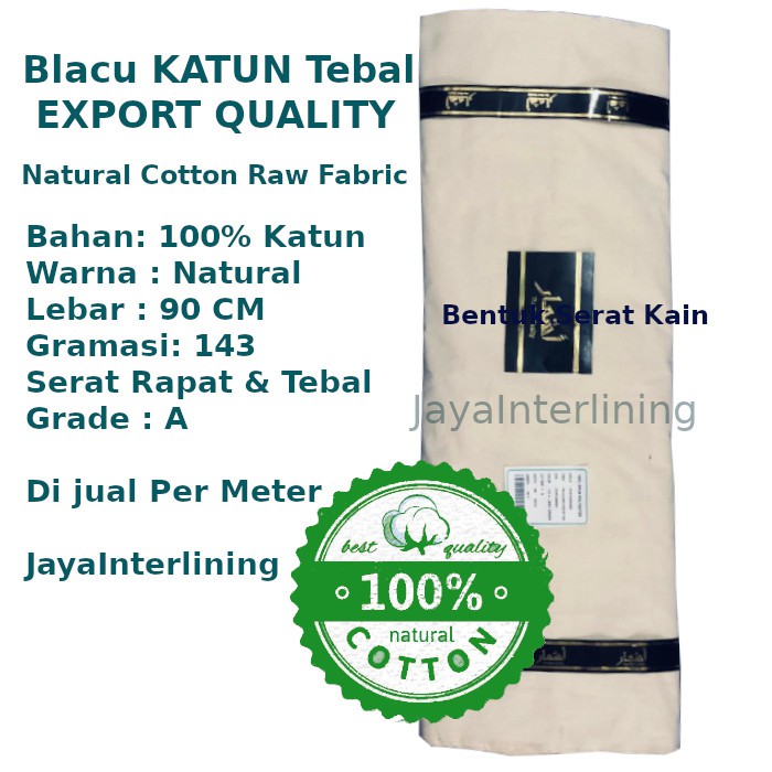 Kain Blacu Belacu Blaco KATUN Tebal 143 grm Lebar 90cm