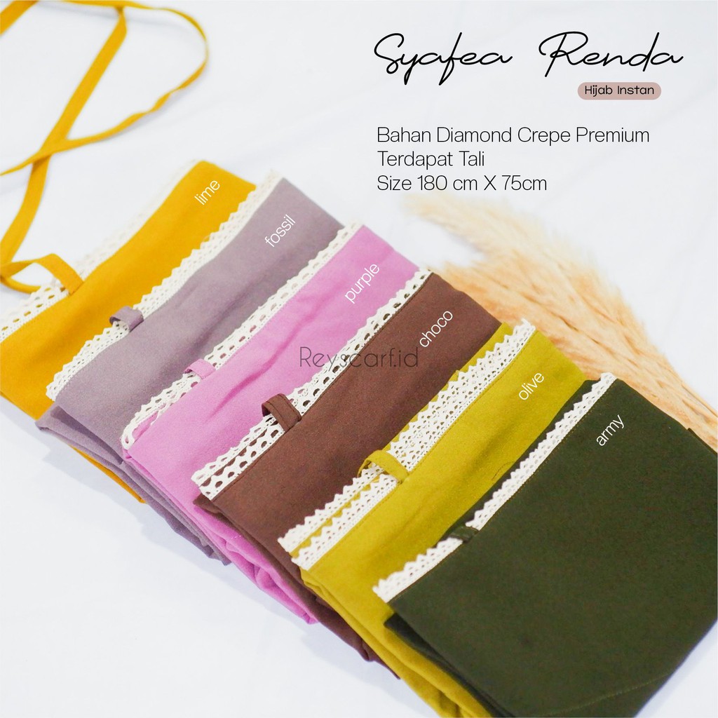 Hijab Khimar Instan Renda Syafea By Reyscarf Diamond Crepe Premium Eksklusif Banyak Warna Luxury Bisa COD