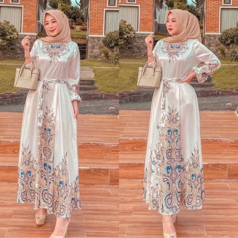 MDLV ~ BM 7191 IVORY MAXI // GAMIS IMPORT // FASHION MUSLIM // FASHION IMPORT WANITA