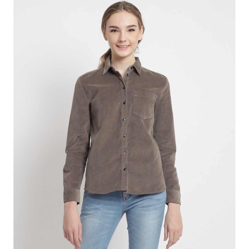 Papperdine Jeans - Kemeja Wanita - Corduroy-Brown