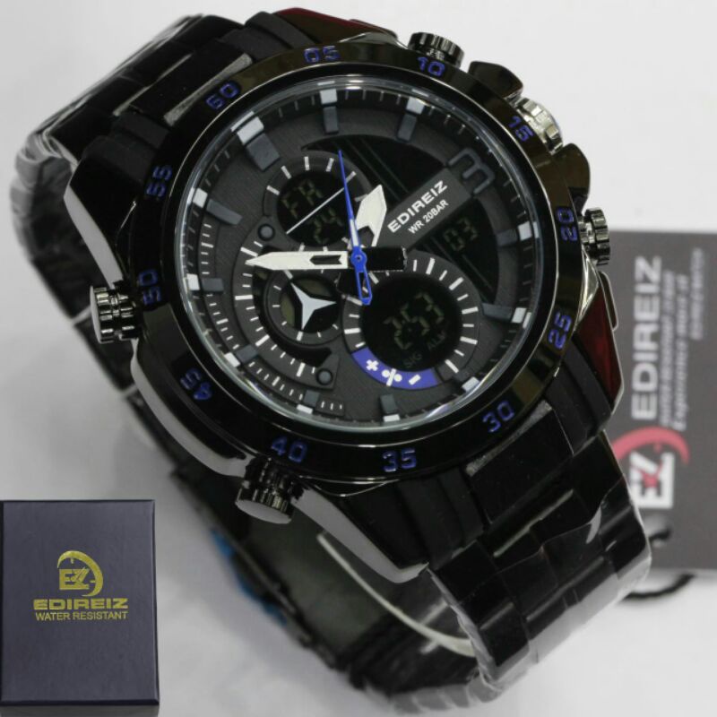 Jam tangan pria EDIREIZ Double time Original strap rantai