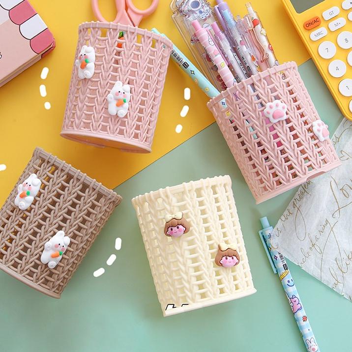 Pro sale--Tempat Pensil dan Pulpen ROTAN Serbaguna Dekstop Multifungsi Holder Rak Pen Bulat Busker B