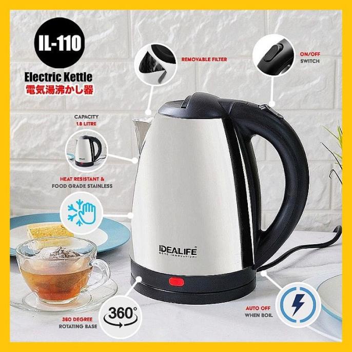 Teko Listrik Stainless Otomatis - Teko Listrik Low Watt 1.8L Idealife