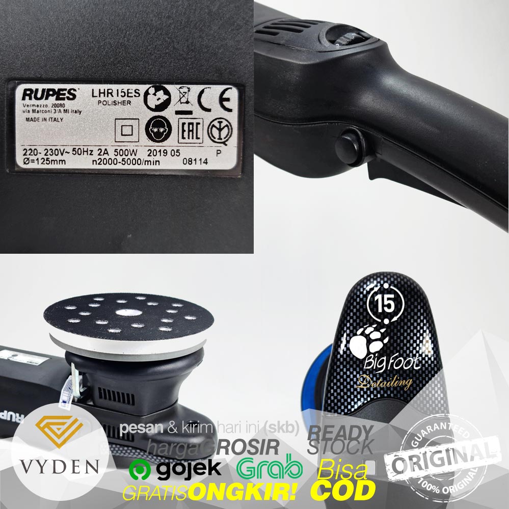 RUPES BigFoot LHR 15 ES LHR15ES 15mm Mesin Poles Mobil Dual Action Long Stroke MURAH