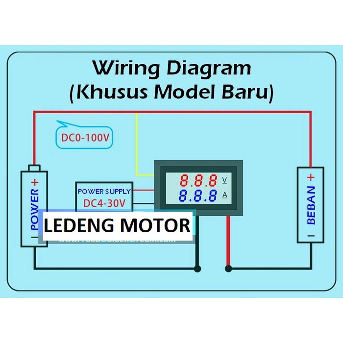 Voltmeter Combo Amperemeter 2in1 Led Dual Digital Frame 0-100V 10A Alat Pengukur Tegangan Arus