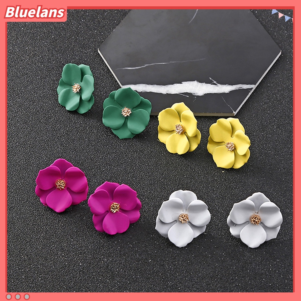 Anting Stud Desain Bunga Warna-Warni Untuk Wanita