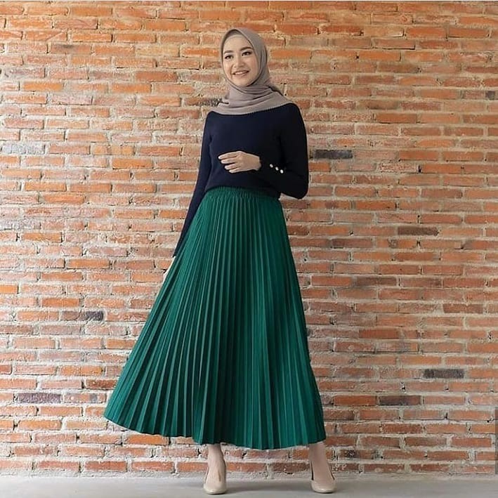 Vr Fashion Rok  Plisket  Wanita Panjang Premium Hyget 