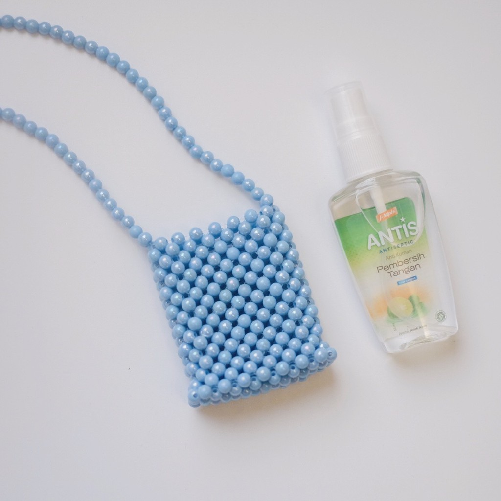 hand sanitizer bag / gantungan holder beads korean with antis 55ml blue ocean