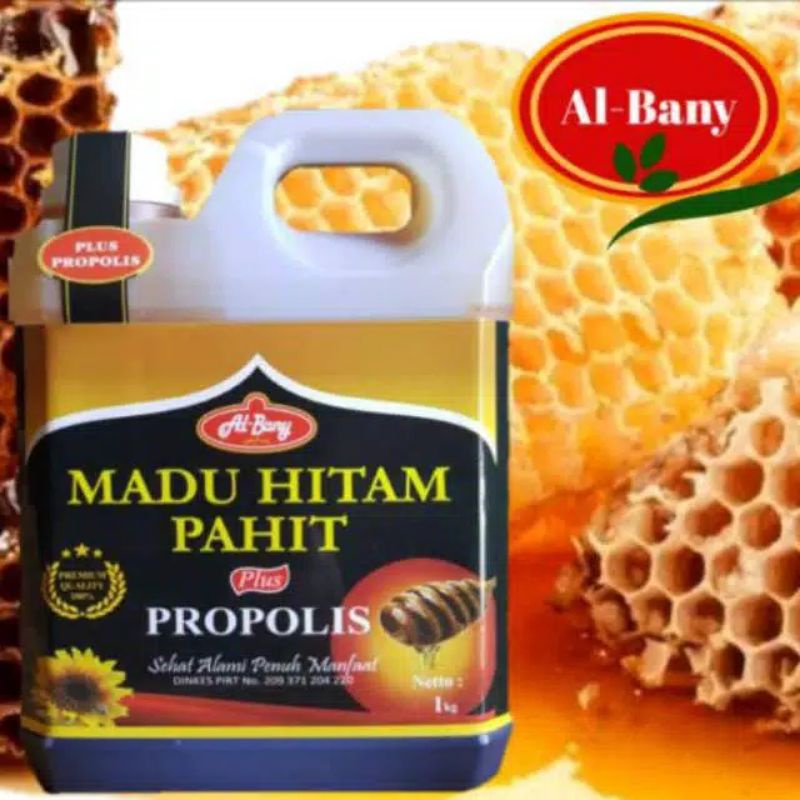 Super Madu Hitam Pahit Al-bany Plus propolis Nett 1000gram