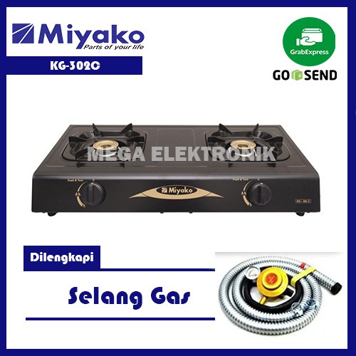 Miyako KG-302C Kompor Gas 2 Tungku Dilengkapi Selang Gas