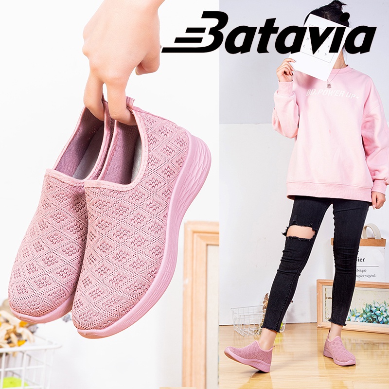 Batavia  Sepatu kanvas  sepatu perempuan ukuran besarolahraga impor premium perempuan terbaru rajut adem antislip antiaus sepatu lari anak perempuan P11