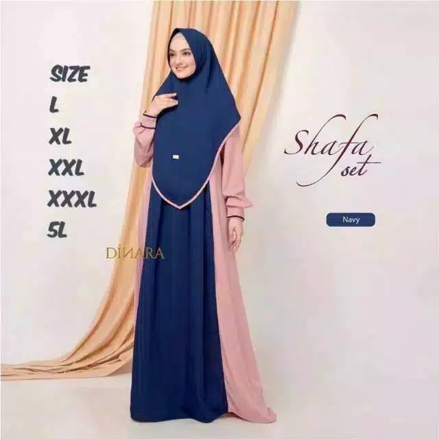 Gamis jumbo syar'i ASDF one set khimar superjumbo size L XL XXL 3XL 4XL LD 140 gamis polos Shafa