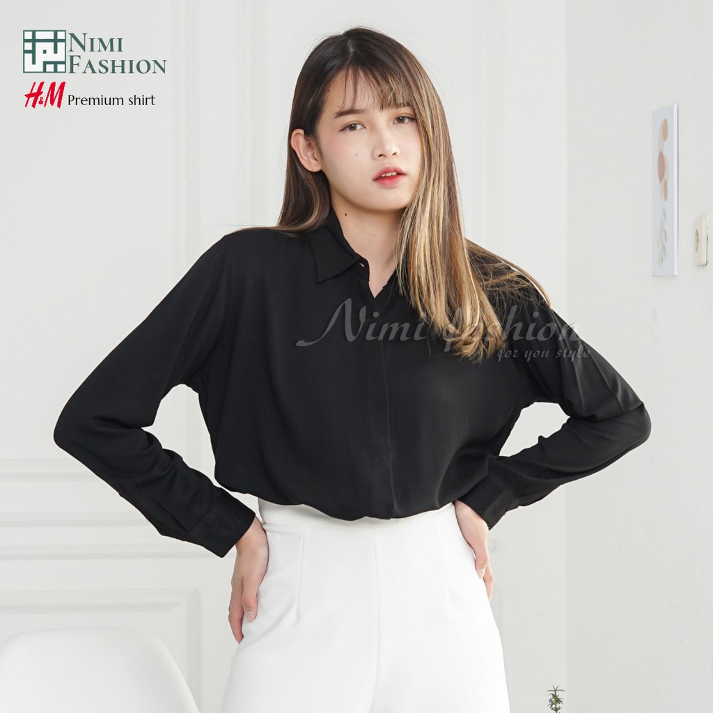 Kemeja Wanita Casual / HnM Basic Shirt / Atasan Kemeja Wanita / Kemeja Polos Wanita Premium