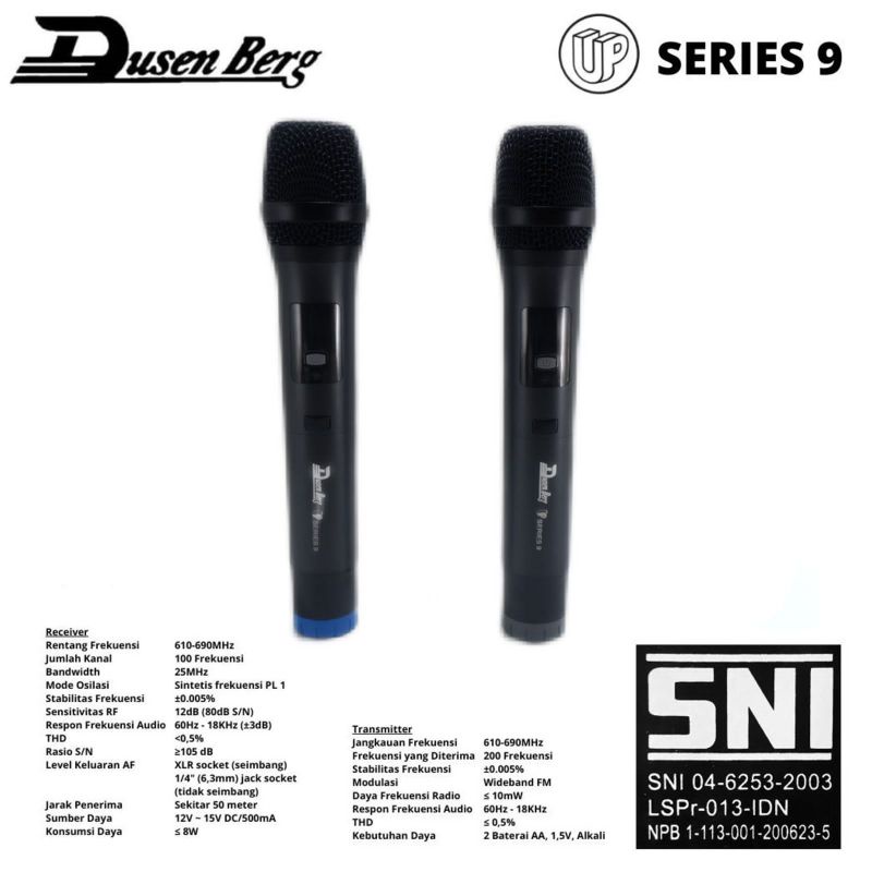 Microphone Wireless DUSENBERG 9 Series 2 Handheld SNI Original