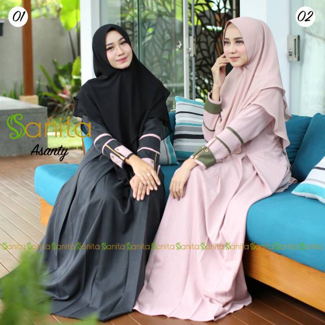SANITA SYAR'I ASANTY ORIGINAL.GAMIS SET BUSUI PREMIUM