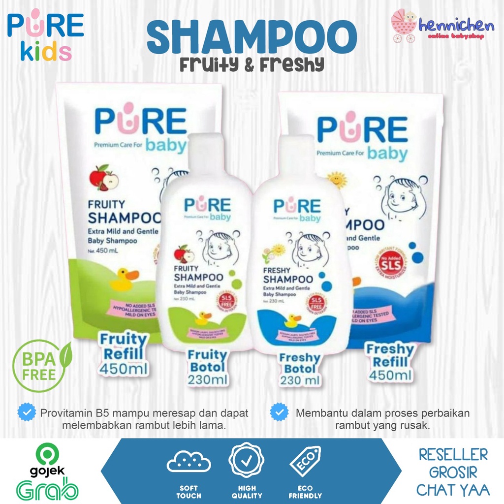 Pure BB Baby &amp; Kids Shampoo Fruity &amp; Freshy 230ml / Refill 450 ml / Shampoo Bayi