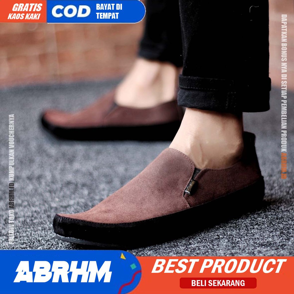 MARIO Sepatu Slip On Pria Sepatu Pria Casual Sepatu Slip Antislip Slop Kerja Kantor Cowok/Cowo Ori Sepatu Kasual Kekinial Santai Murah Terlaris