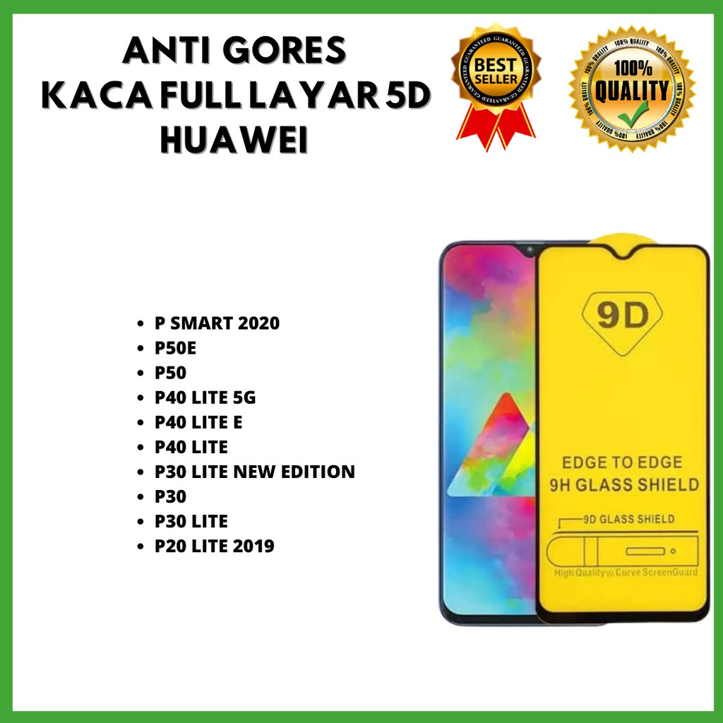 TG 5D FULL LAYAR - HUAWEI P SMART 2020 - P50E - P50 - P40 LITE 5G - P40 LITE E - P40 LITE  - P30 LITE NEW EDITION - P30 - P30 LITE -P20 LITE 2019 ( BINTANG ACC )