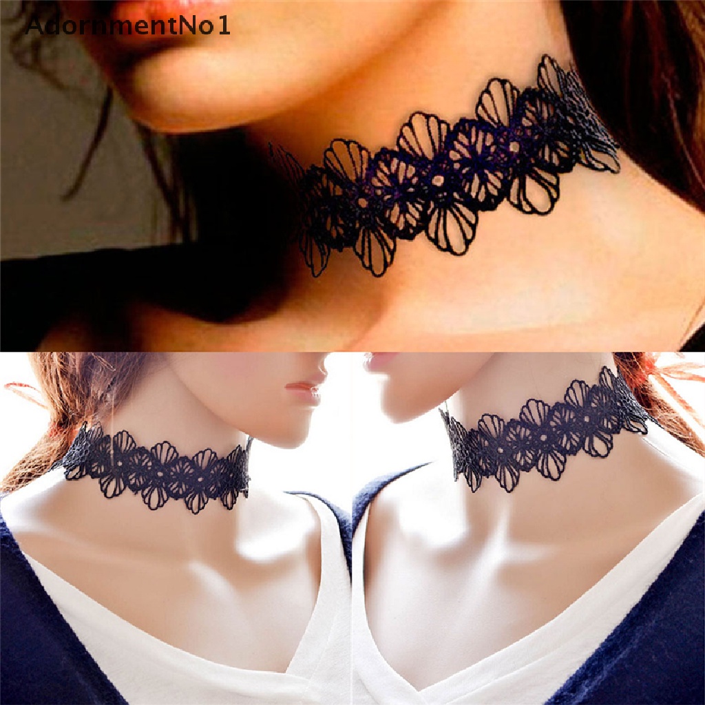 (AdornmentNo1) Kalung Choker Lace Gaya Retro Vintage Gothic Untuk Perhiasan Wanita