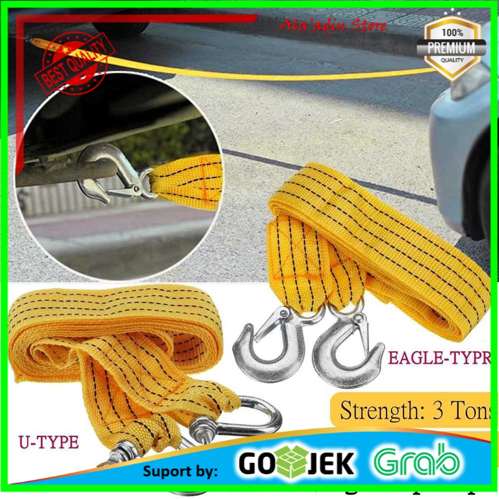 Cuci Gudang JEELY Tali Derek Mobil Emergency Tow Rope U-Type - 3M