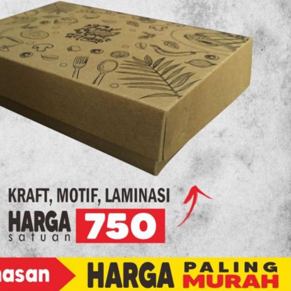 ☪ Paper Lunch Box L Motif Kraft Laminasi (34pcs) ☂