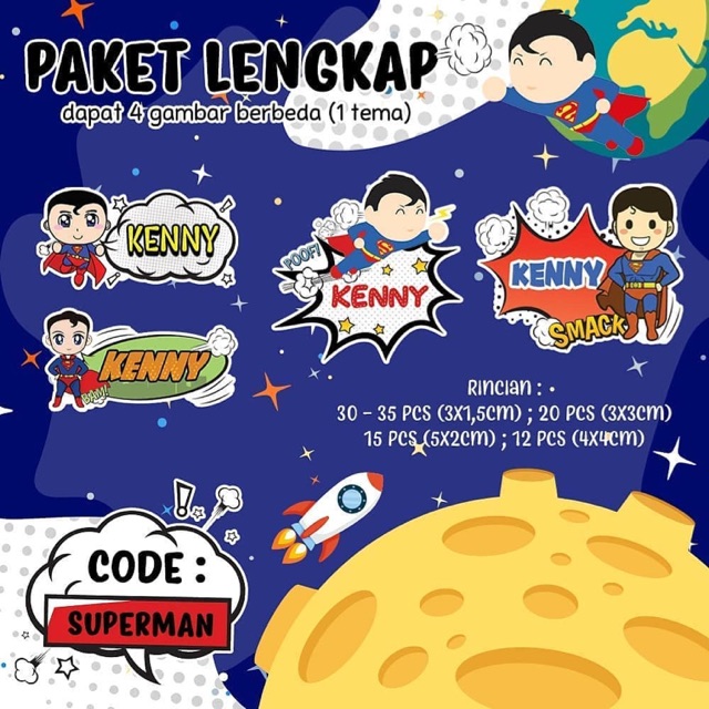 

80pcs STICKER NAMA CUSTOME BOY
