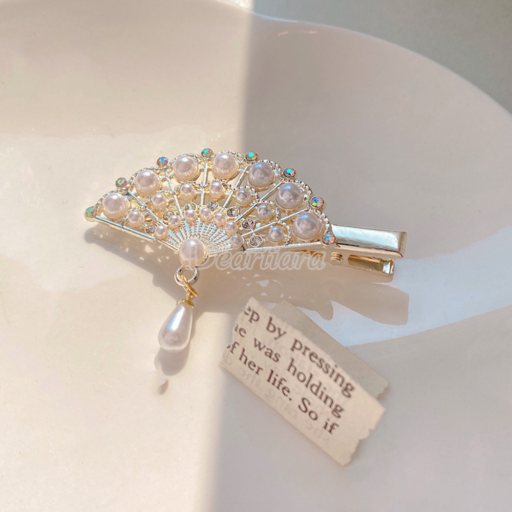 Jepit Rambut Gaya Retro Elegan Dengan Liontin Mutiara Untuk Wanita