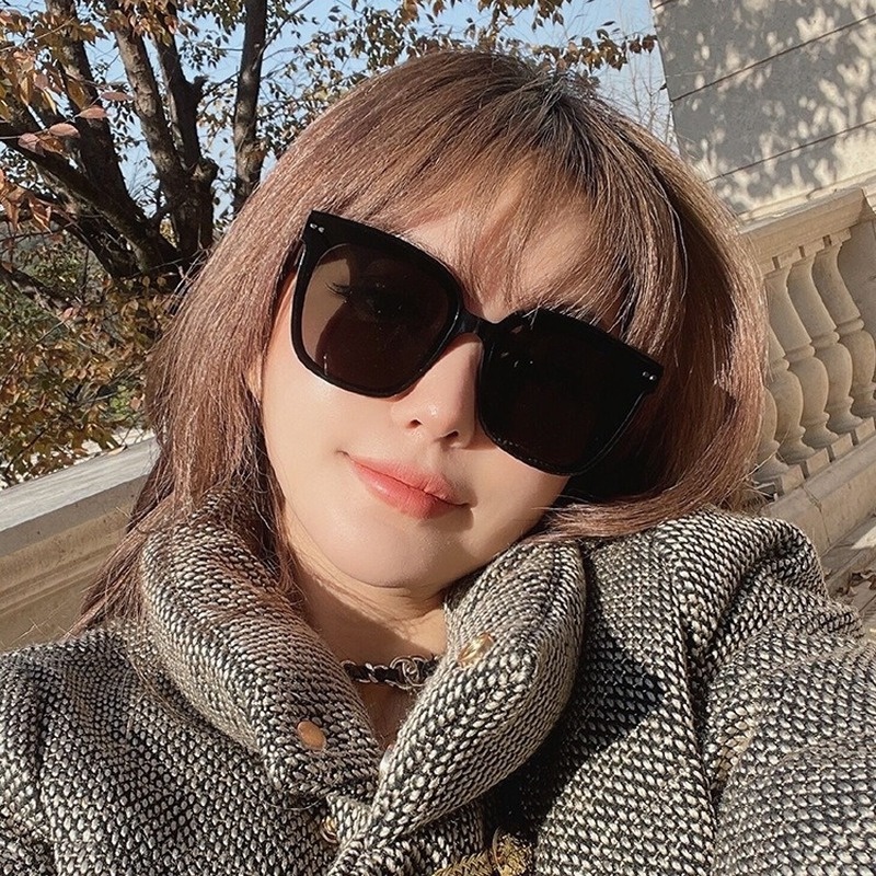 Kacamata Hitam Bingkai Persegi Oversized Gaya Retro Klasik Untuk Pria Dan Wanita