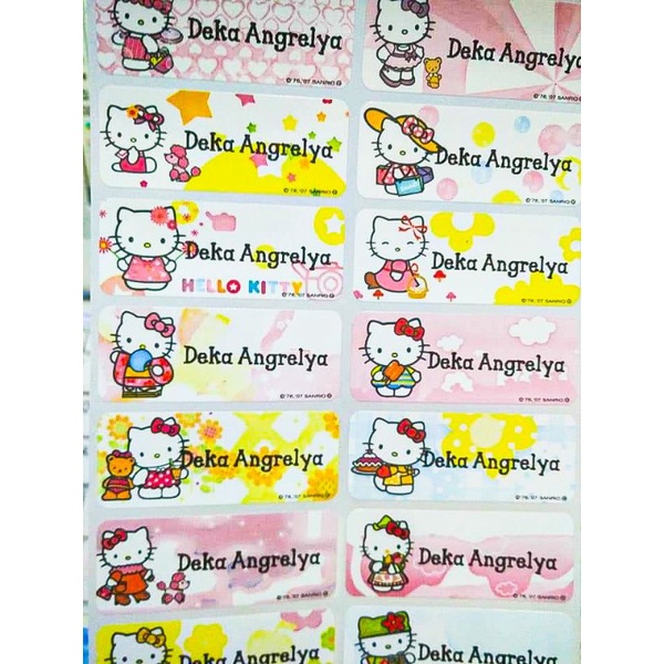 

Hello Kitty Sticker Nama Anak Label Nama Waterproof Anti Air motif anak cewek girl