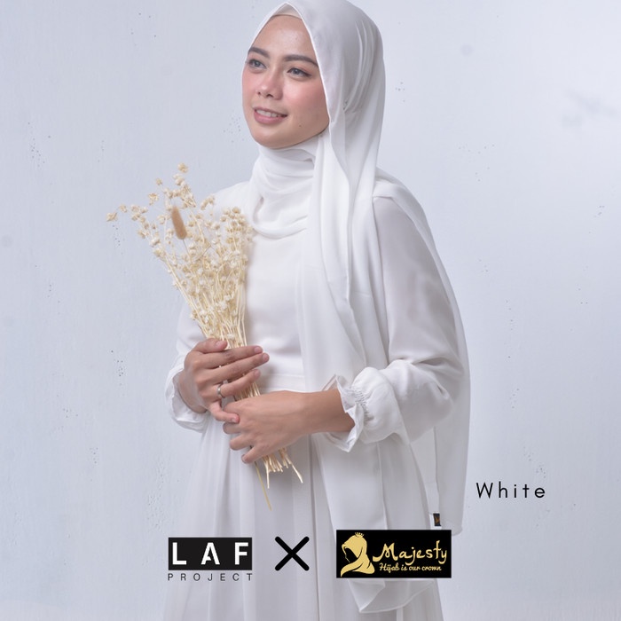 queenalmoss bisa COD Kerudung Pasmina Ceruty Babydoll Pashmina Premium Jilbab Majesty Hijab - Putih