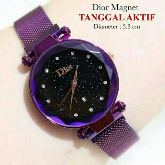 Jam Tangan Wanita permata Magnet Tanggal Aktif Mata Kecil D732 Ready 4 Warna