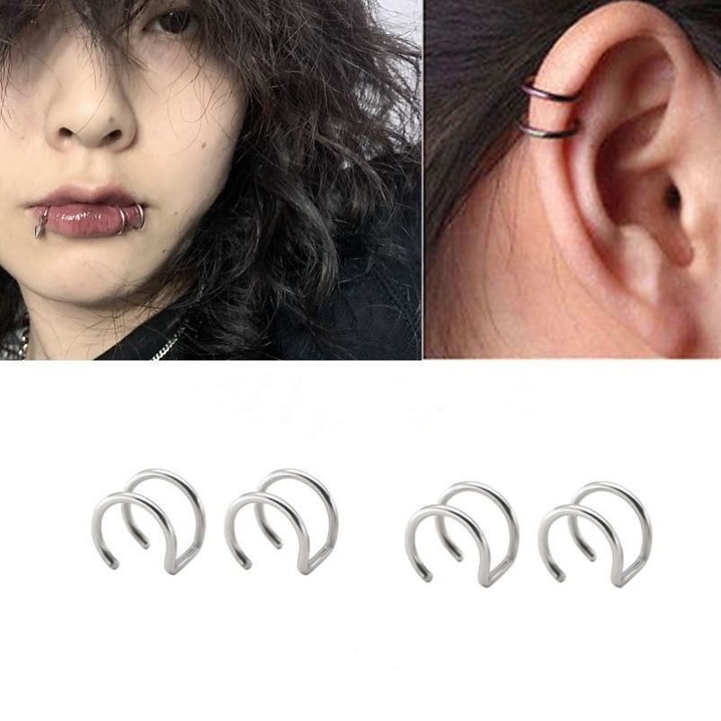 1pc Anting Klip Telinga Bentuk U Bahan Titanium Steel Untuk Pria Dan Wanita